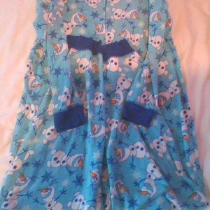 blue Olaf onsie with white and dark blue snowflake